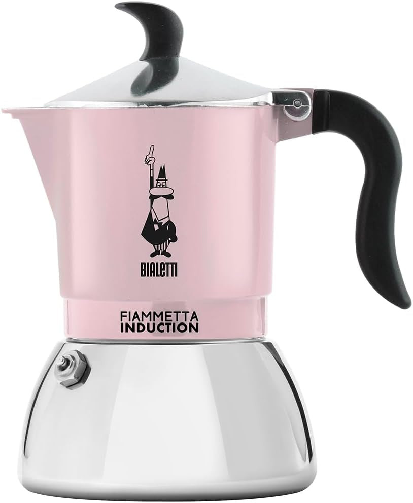 Bialetti Fiammetta Cafetera de inducción, 2 tazas (100 ml), apta para todo tipo de fuegos, diseño elegante, negra