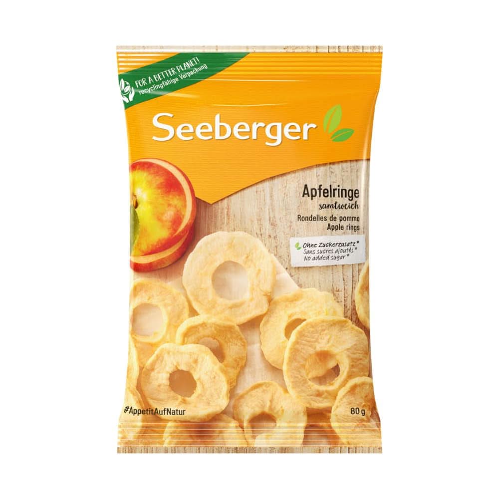 Seeberger, manzana deshidratada en rodajas de la mejor calidad, sin azúcares añadidos, 10 x 80 gramos Naty Shop productos deshidratados 10 x 80 gramos