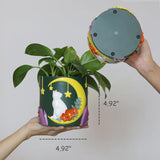 GUGUGO Lindas macetas para gatos con forma de luna, maceta única con drenaje, colores del arco iris, macetas pequeñas para plantas de interior, divertidas macetas de jardín suculentas, regalo, decoración del hogar (C)