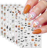 Nagelsticker Halloween, 8 Blätter Halloween Nagelsticker, Kürbis Nail Sticker, Nail Art, Nagel Charms, Nagel Zubehör, Nageldesign, Navidad (Typ A)