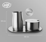 alfi SET DE LECHE Y AZÚCAR, acabado mate, set de leche y azúcar de acero inoxidable de alta calidad, diseño elegante, apto para lavavajillas, duradero