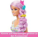 Muñeca Barbie Sirena: con pelo largo rosa y accesorios de peinado personalizados, que incluyen cepillo, bonita concha y aletas rosas, para edades de 3 años en adelante, HRR00 Naty Shop Dolls