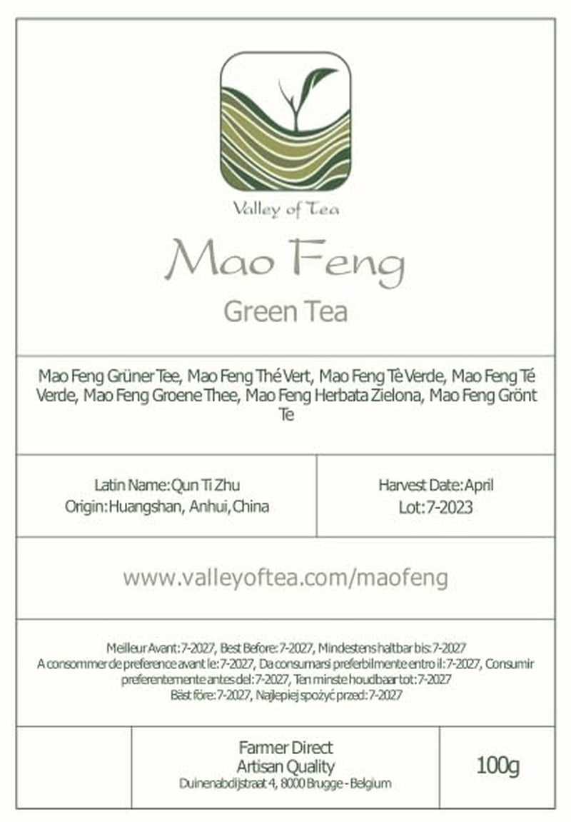 Té verde Mao Feng Huangshan - Famoso té chino de Huang Shang - Montañas Amarillas de Maofeng Hojas de té verde Té Mao Feng de China Té verde orgánico Té verde chino Té verde
