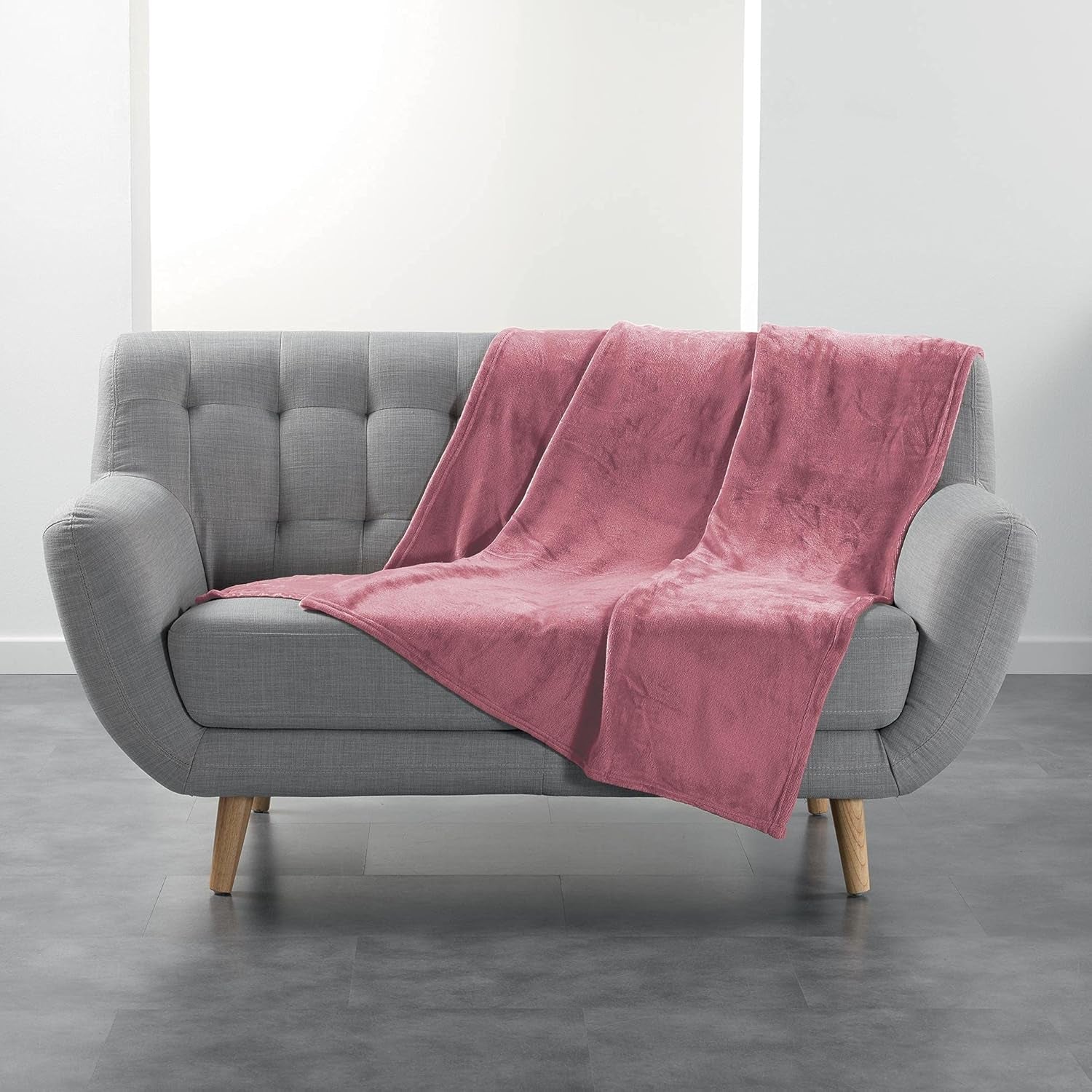 Douceur D'Intérieur, Manta de franela, 125 x 150 cm, rosa, Edredones y edredones de franela Naty Shop Título predeterminado