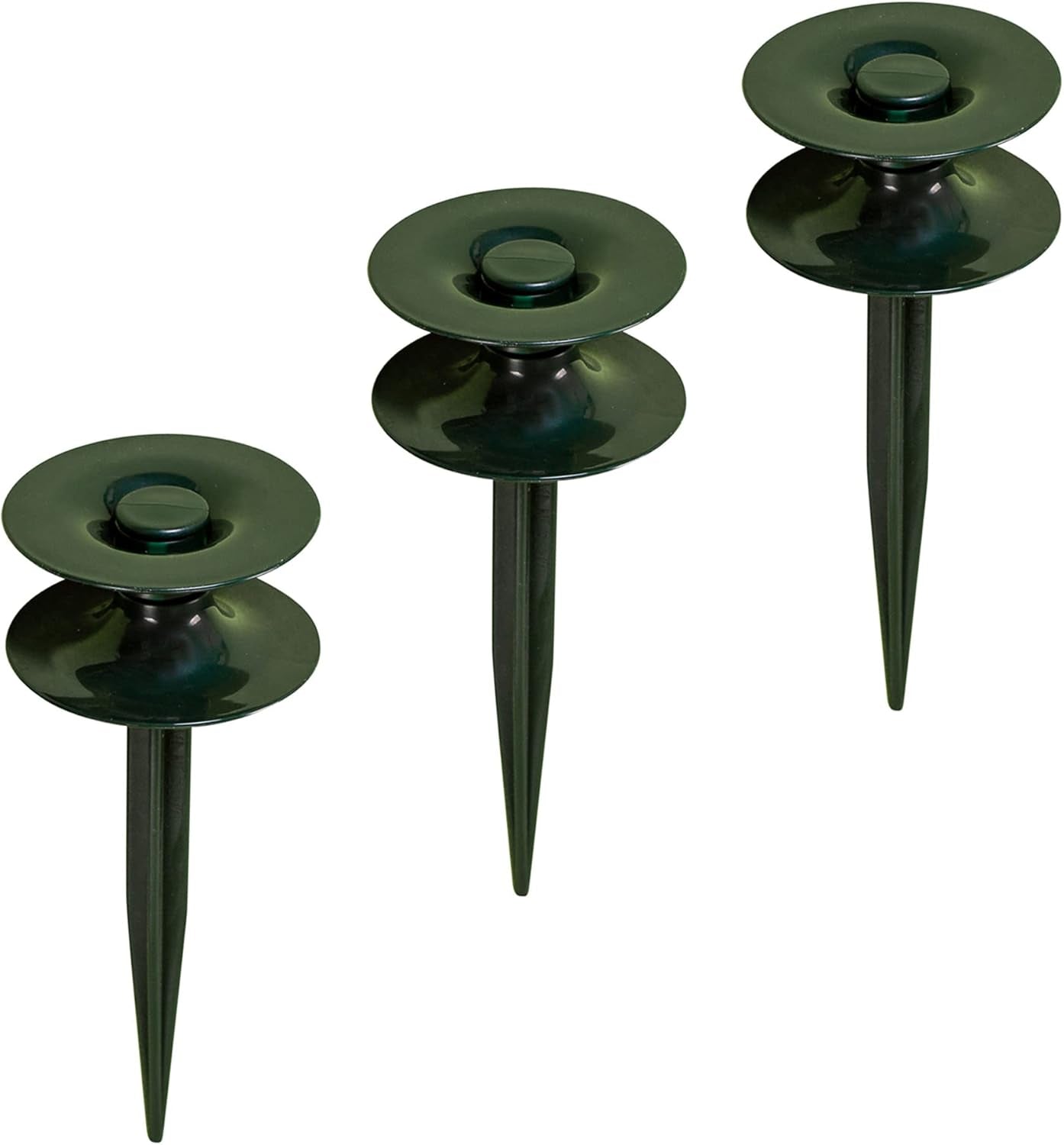 Juego de 3 guías de manguera, verdes, 24 x 9 cm | Manguera de jardín y guía de cables con anclaje al suelo | Enrollador de manguera para proteger parterres y paredes de casas | Carrete para manguera y cable de jardín.