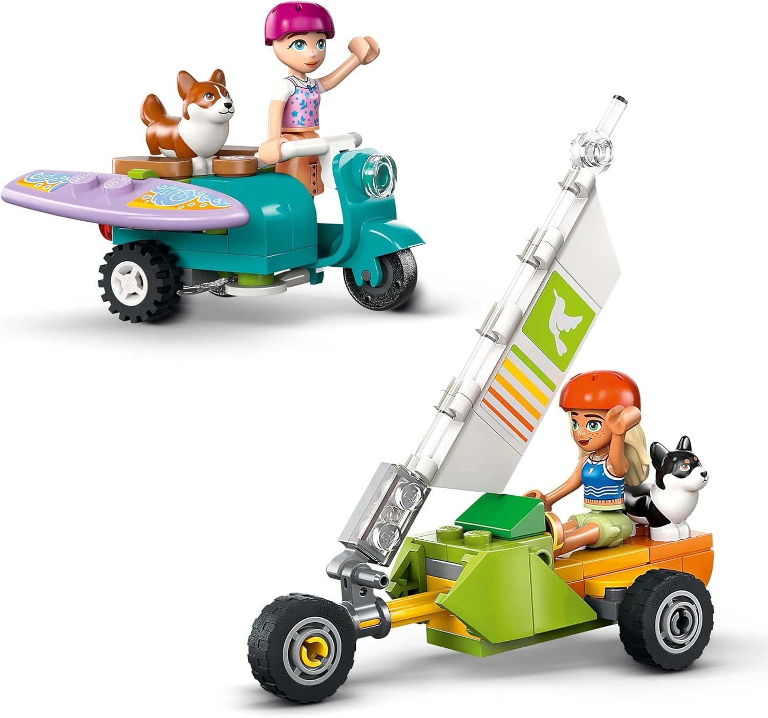 LEGO Friends Aventura en la playa con perros, juguete de construcción para niñas de 6 años, juego de animales con 2 minifiguras y 2 figuras de Corgi, regalo creativo para niños, juego de construcción de aventura con tabla de surf 42641 Juegos de construcción Besuche den LEGO-Store