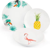 Excelsa Vajilla Tropical 18 piezas porcelana blanco con decoración