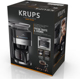 Máquina de café espresso Krups KM8328 Moler con molinillo | Temporizador de 24 horas | Contenedor de cereales 180 g | Capacidad 1,25 l para hasta 15 tazas de café | Función de apagado automático | 3 configuraciones de molienda | Negro