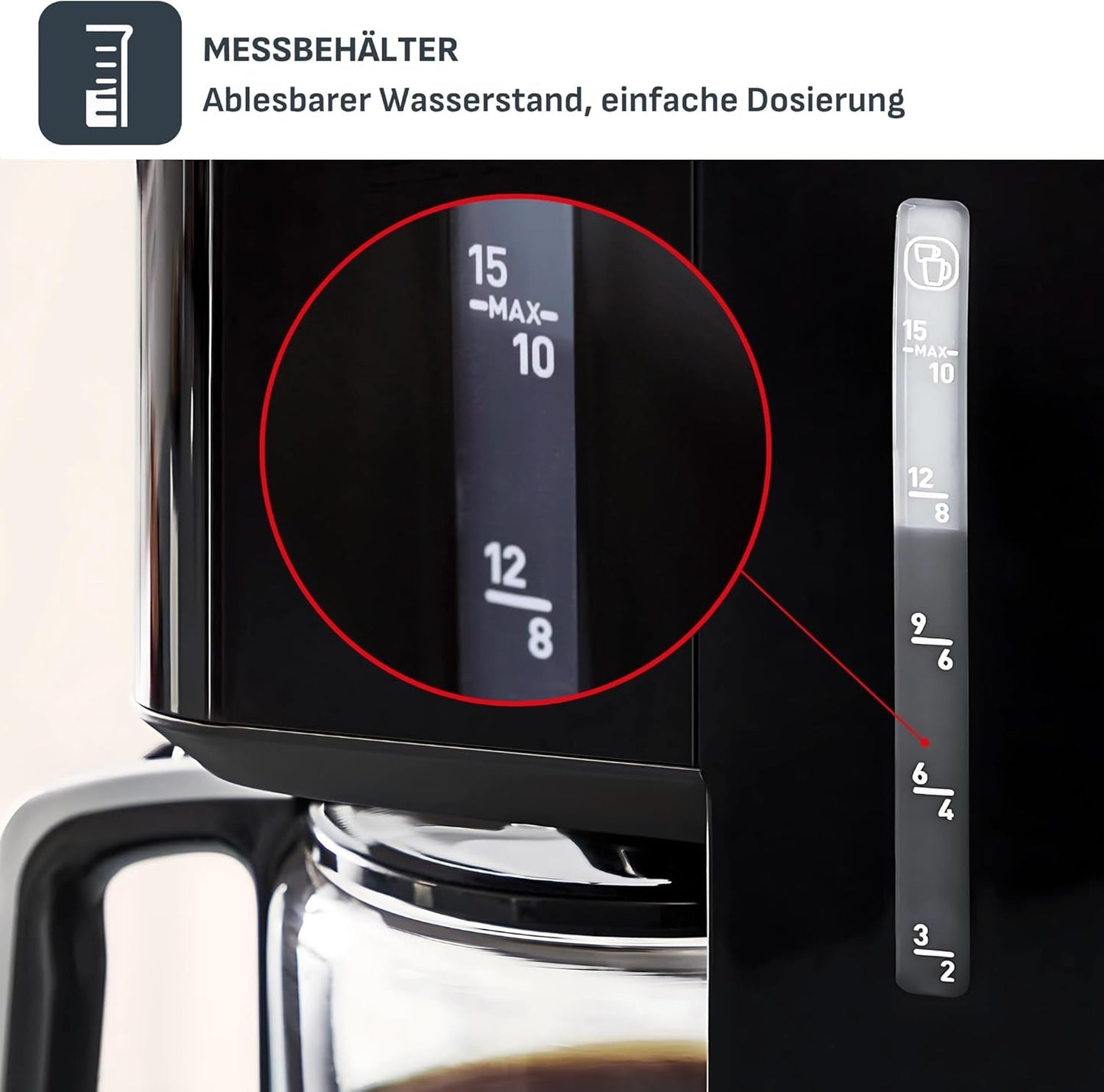 Tefal Smart'n Light Cafetera Espresso con Temporizador, Cafetera Espresso con Filtro Programable 1,25 L, Función Aroma para Aroma Intenso, Función Mantener Caliente, Antigoteo y Fácil de Limpiar, Negra