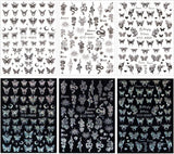 6 Blatt Schmetterling Nagelsticker Selbstklebend Laser Silber Schmetterlings Nagelaufkleber 3D Aurora Silber Schwarz Schmetterlinge Nagel Pegatinas Frühling Nageldesign Nail Sticker Nail Art Zubehör