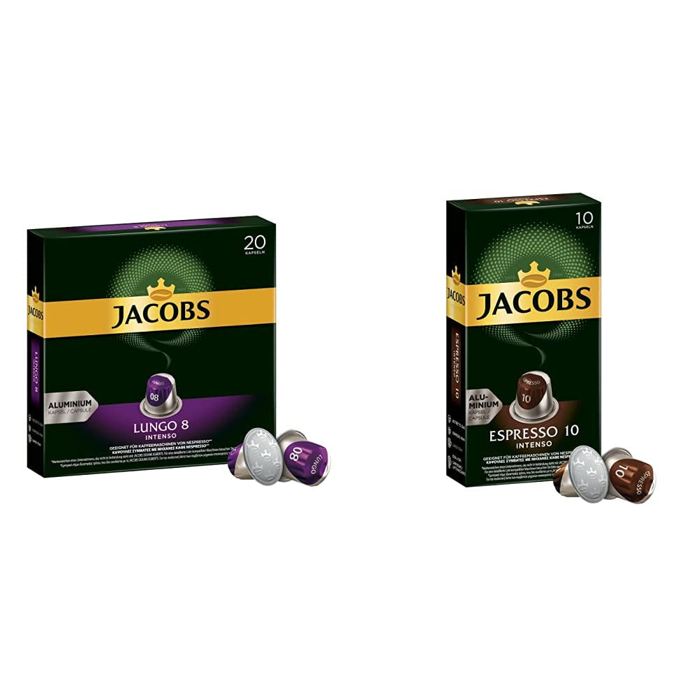 Cafeteras Lungo Intenso, Intensidad 8 de 12, 200 Cafeteras compatibles con Nespresso®*, 10 x 20 Getränke & Kapseln Espresso Intenso, Intensidad 10,100 Cafeteras compatibles con Nespresso®*, 10x10