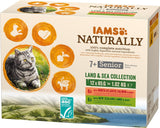 IAMS Naturally Senior Comida húmeda en salsa - Comida húmeda de carne y pescado de alta calidad para gatos mayores, Colección Land & Sea, 12 x 85 g