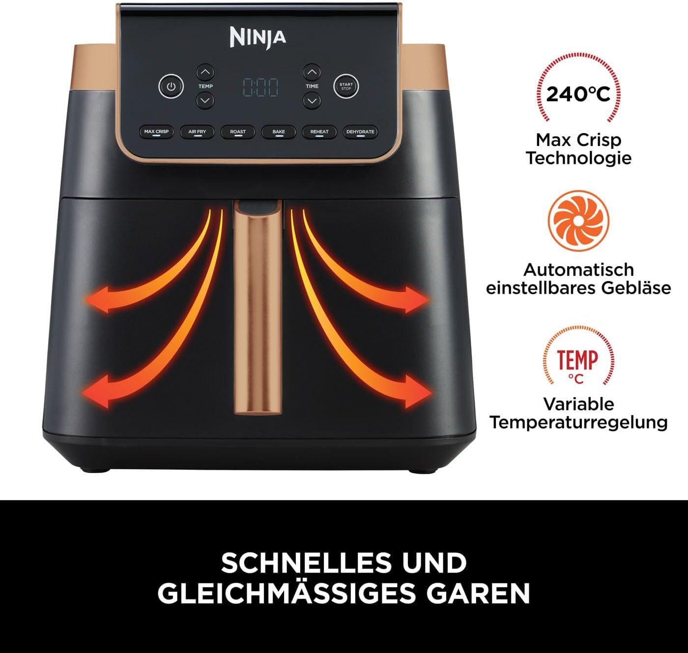 Freidora de aire Ninja MAX PRO AF180EUCP, 6,2 litros, sin aceite Naty Tienda Electrodomésticos
