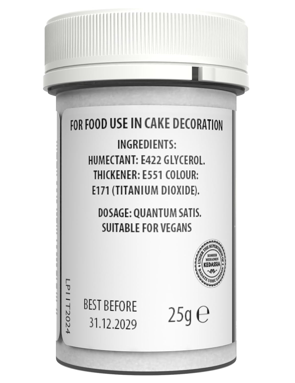 Colorante alimentario blanco Sugarflair para pasta, colorante alimentario para pasta, fondant y mazapán, colorante para pasta - 25g
