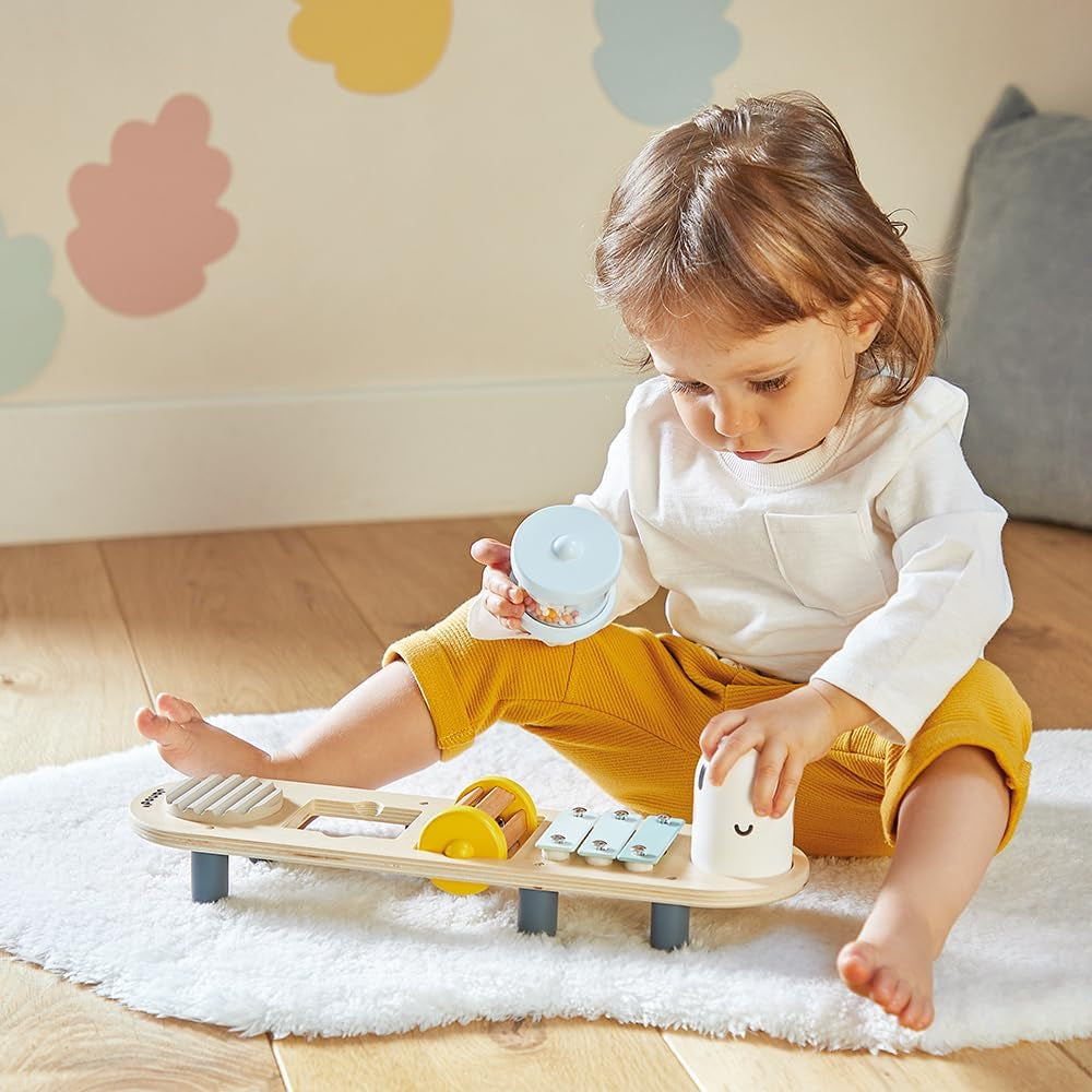 Janod - Pistas musicales Sweet Cocoon - 5 actividades musicales para niños - Educación musical temprana - Juguete de madera FSC - A partir de 12 meses, J04058 Baby Toys Naty Shop