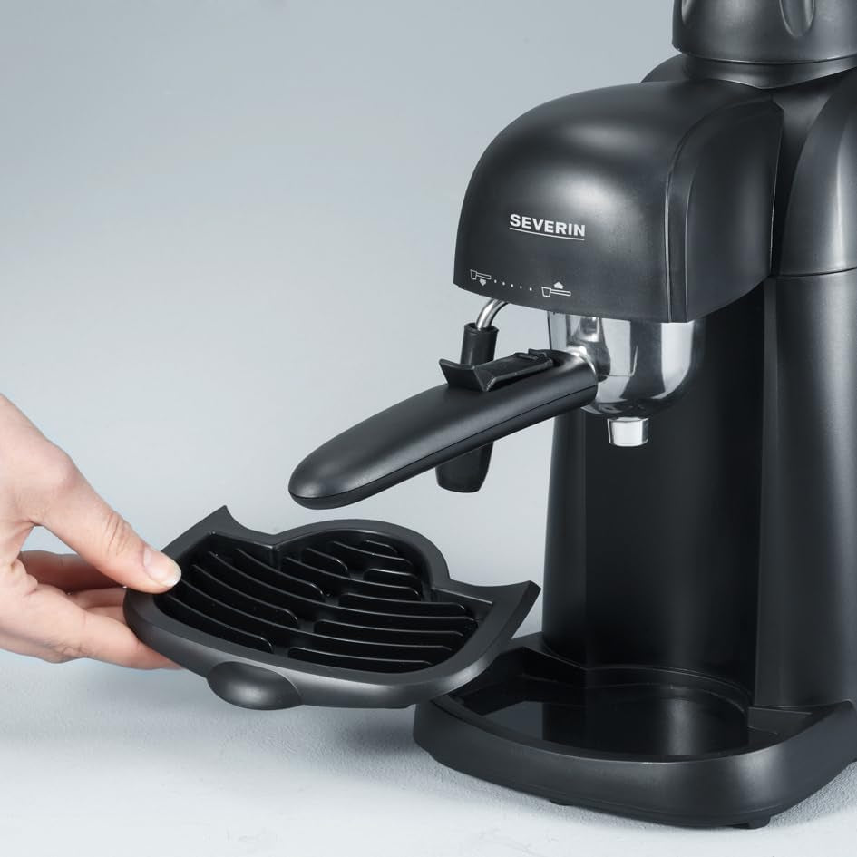 SEVERIN KA 5978 Cafetera espresso (incluye tazón para servir y cuchara dosificadora, hasta 4 tazas) negra, Estándar
