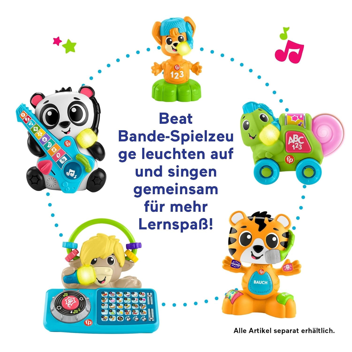 Fisher-Price Baby and Infant Beat Bande Lern & Tanz Tiger Justin Juguete educativo con sonidos y luces para bebés de 9 meses en adelante, edición alemana, HYL31 Baby Toys Naty Shop
