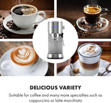 Klarstein Futura Cafetera espresso, Cafetera espresso portátil con filtro, 1450 W, 20 bar, Calidad barista, Doble boquilla, Parada de flujo, Cafetera espresso portátil con filtro, Función espumador de leche, Plata