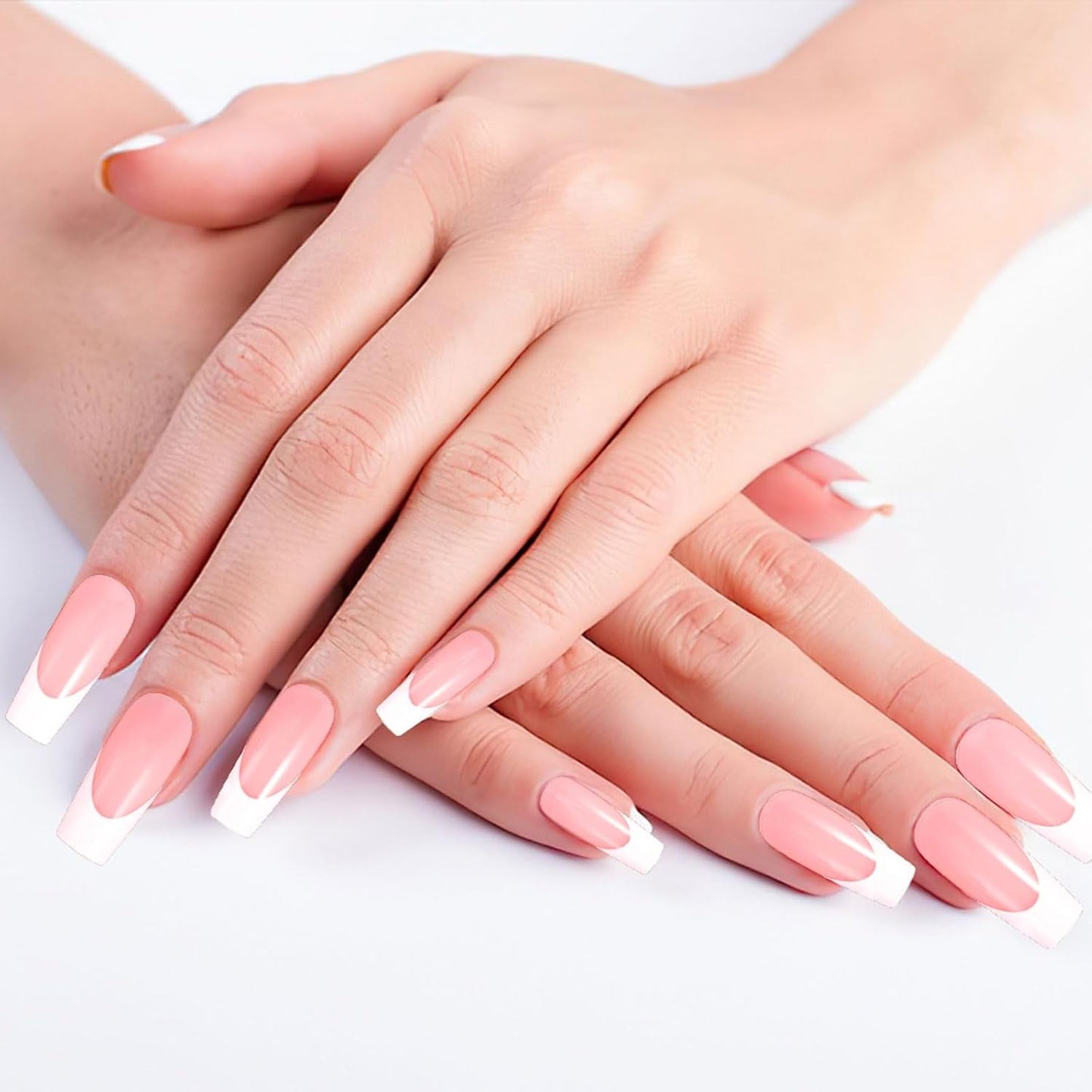 360 piezas de uñas artificiales, uñas francesas, uñas postizas rectangulares medianas, uñas postizas naturales, puntas de uñas postizas DIY con lima de uñas, uñas postizas para damas y mujeres
