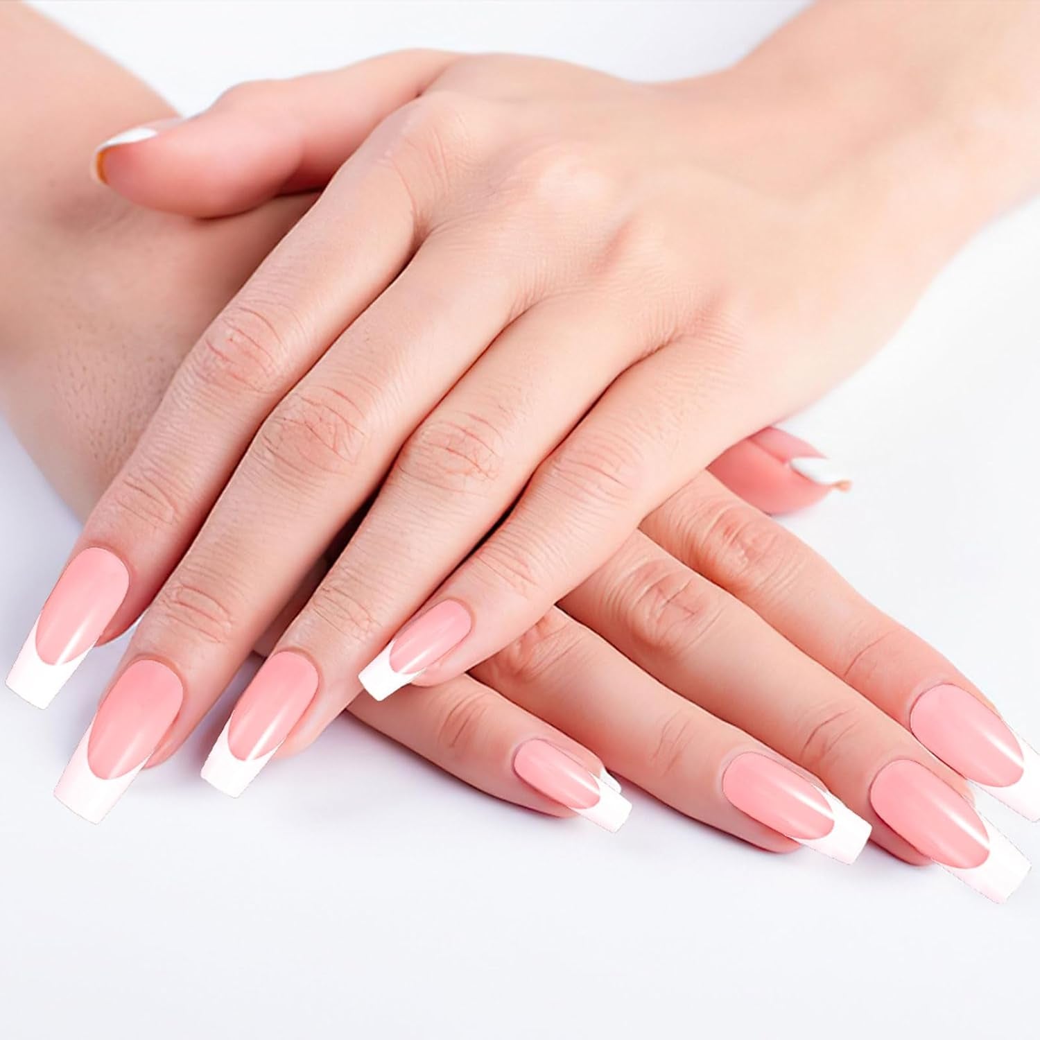 360 piezas de uñas artificiales, uñas francesas, uñas postizas rectangulares medianas, uñas postizas naturales, puntas de uñas postizas DIY con lima de uñas, uñas postizas para damas y mujeres