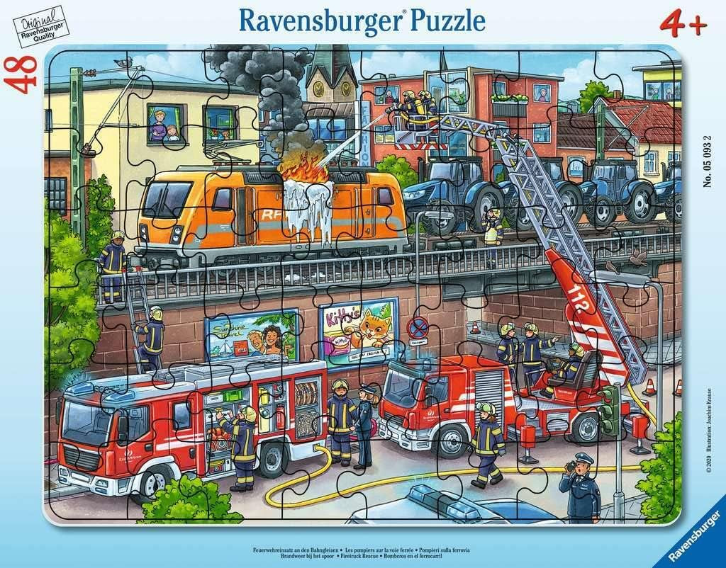 Ravensburger Puzzle infantil - 05093 Operación de bomberos en vías de ferrocarril - Puzzle para niños a partir de 4 años, con 48 piezas Puzzle Naty Shop Transport