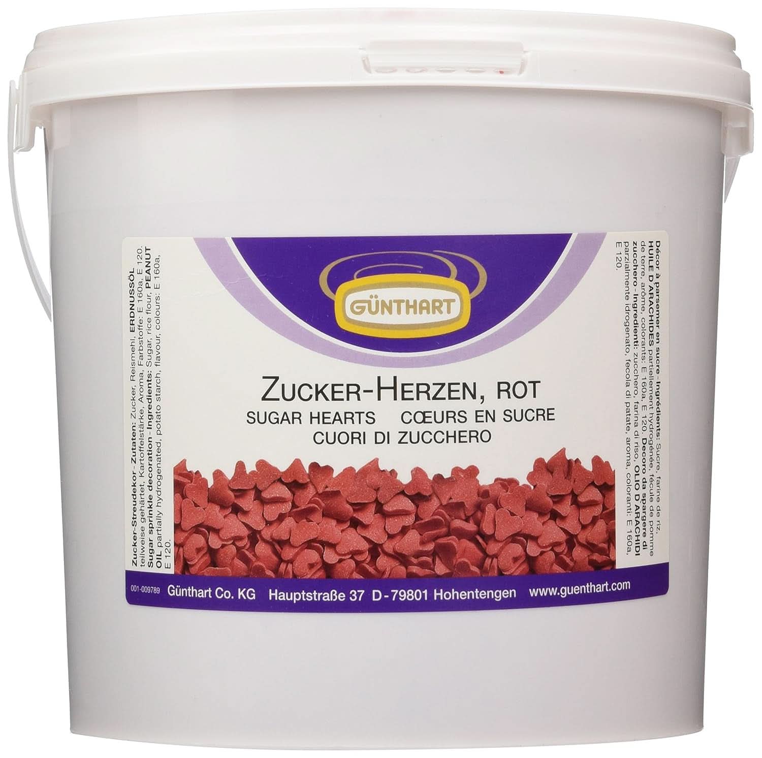 Decoración de azúcar Günthart, corazones rojos, 1,5 Kg Sprinkles Naty Shop