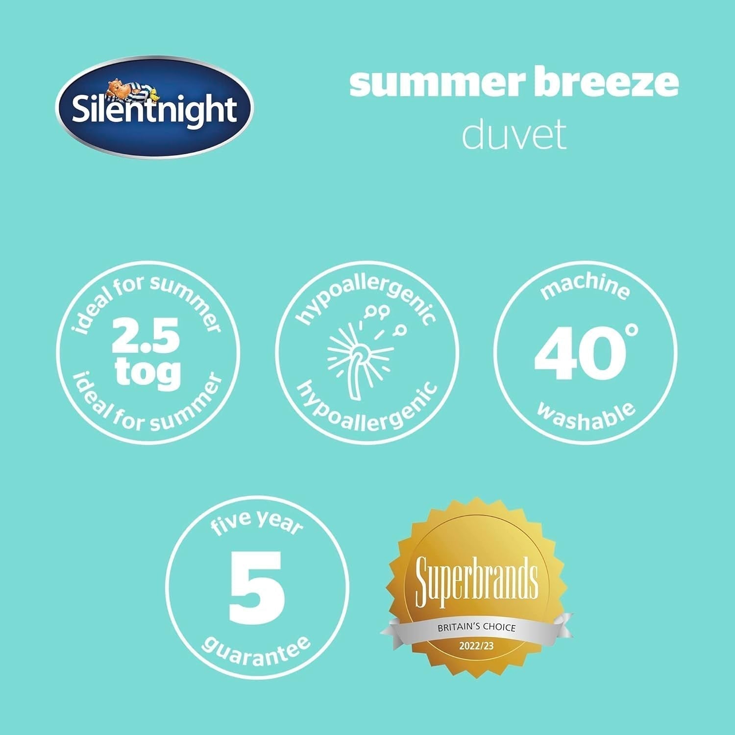 Silentnight Summer Breeze Edredón para Cama Individual 2,5 Tog Edredón Ligero de Verano Ideal para Noches Cálidas y Dormitorios Calurosos Hipoalergénico y Lavable a Máquina Cama Individual 200 X 135 Cm Edredones y Edredones Naty Shop