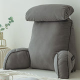 Almohada de lectura con reposabrazos, cojín para respaldo de sofá, cojín para libros para cama, con rollo para el cuello desmontable, cojín de apoyo para silla para relajarse, jugar, leer, mirar televisión