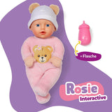 Baby Born Rosie muñeca blanda 30 cm con 6 sonidos y biberón, rosa