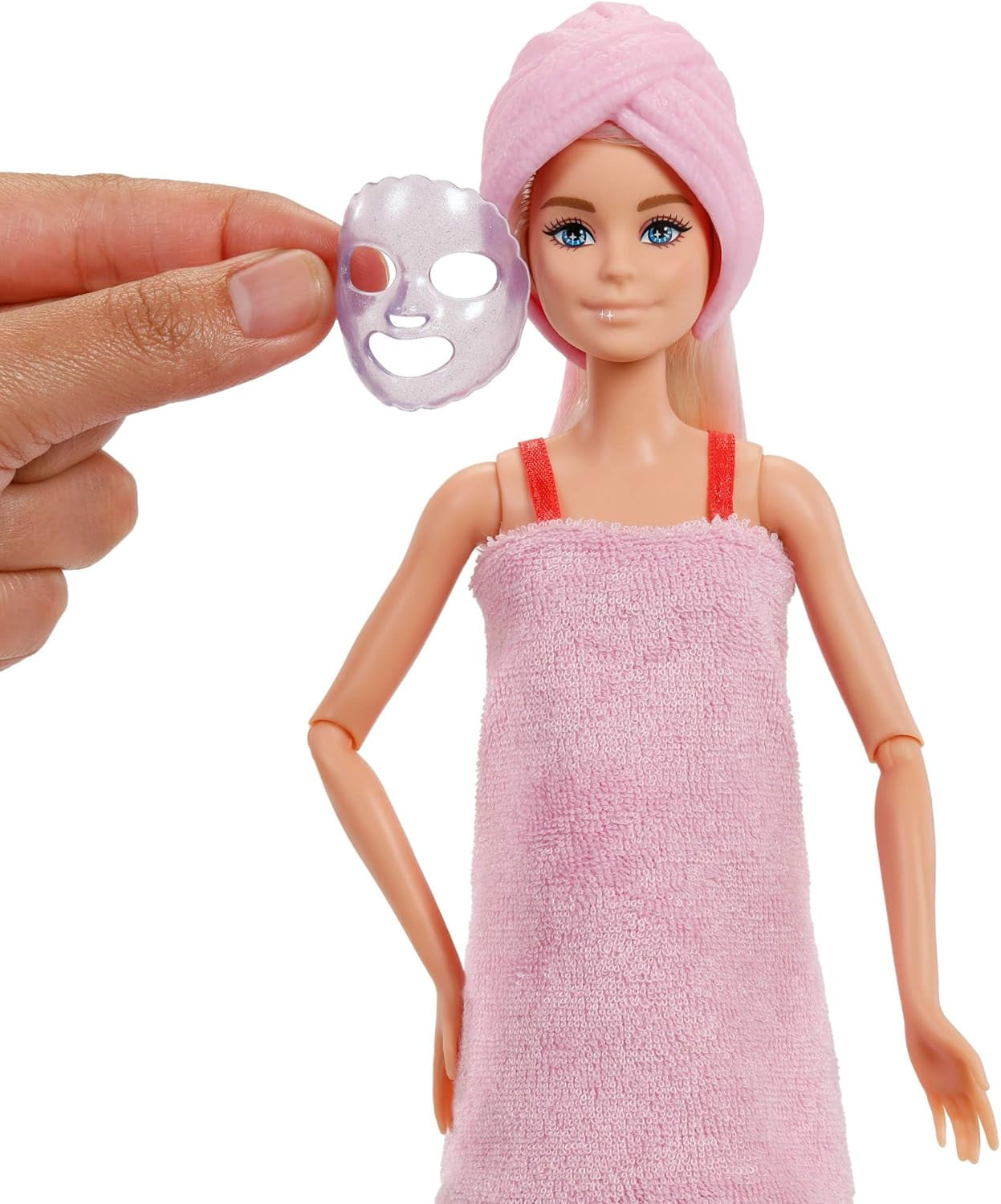 Muñeca Barbie Party sin caja ni accesorios, serie Glam Party con 10 sorpresas, incluida una muñeca roja brillante con efecto de cambio de color, JFY68