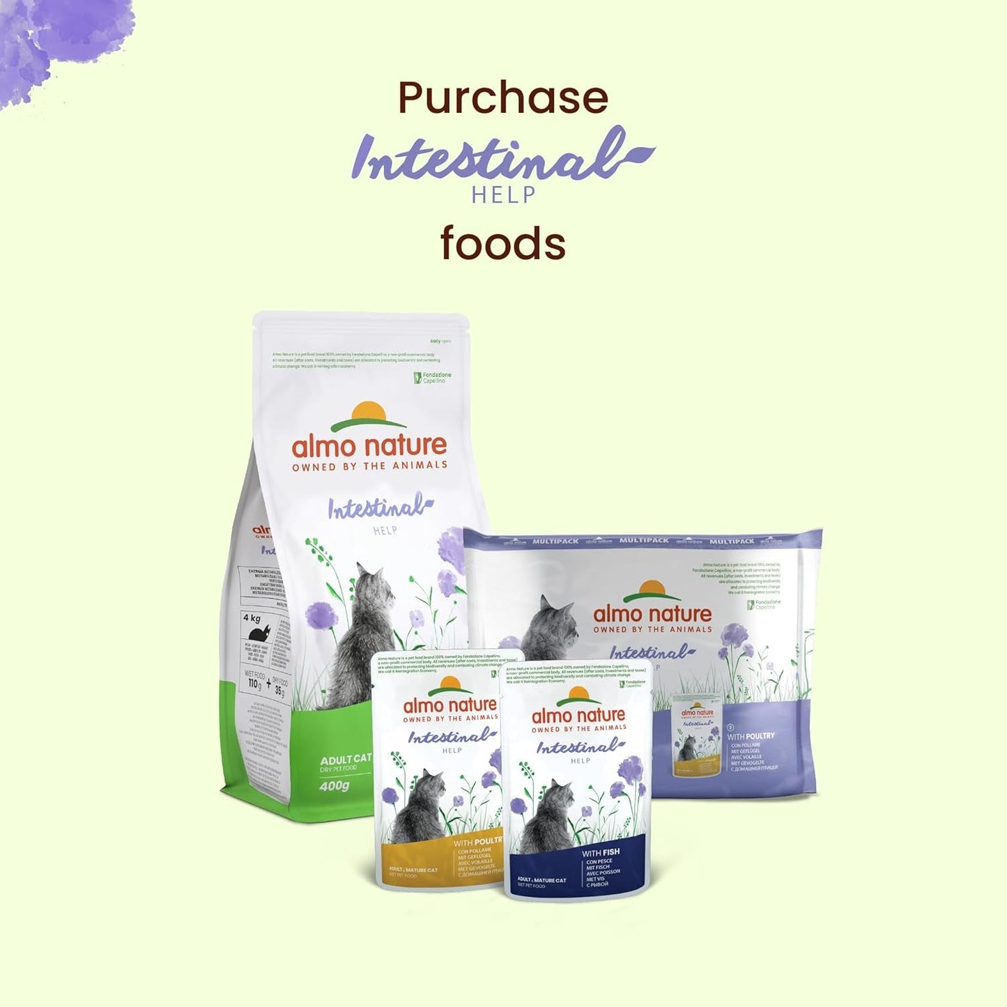 Almo Nature Functional - Intestinal Help - Alimento húmedo para gatos adultos y maduros con intestinos sensibles - con aves - favorece el microbioma - 70 g (paquete de 30)