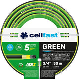 CELLFAST Manguera de jardín Manguera de agua de 5 capas Manguera de riego transfronteriza trenzada doble Resistente a los rayos UV Antialgas Flexible 30 bar 3,4 pulgadas 50 metros Verde
