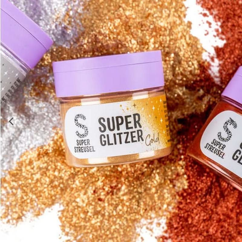 Super Streusel, Super Glitter Powder Gold, brillo en polvo, dorado, 10 gramos Glitter Naty Shop