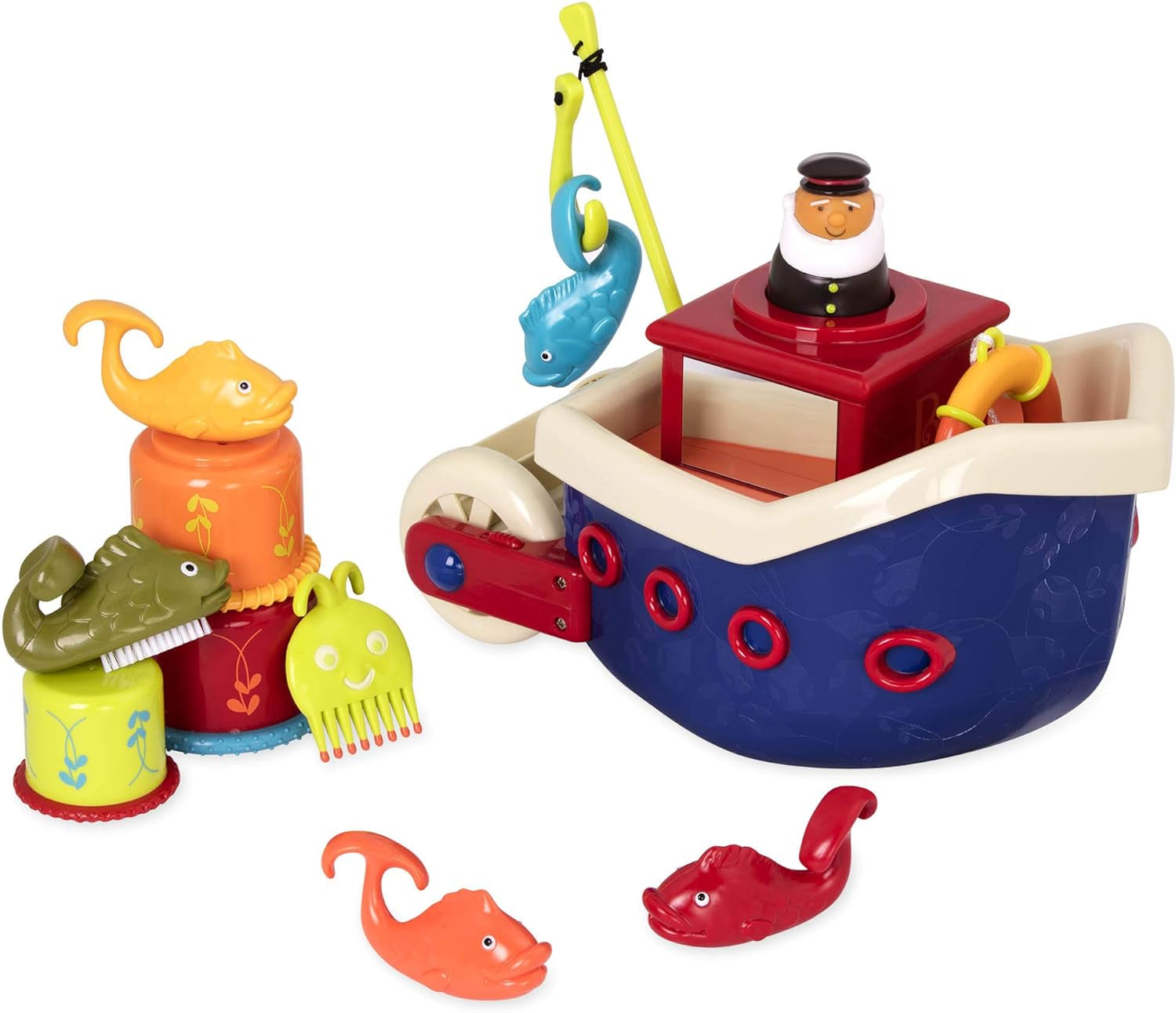B.juguetes Juguete de bañera para niños de 13 piezas con barco, vaso apilable, pez, juego de pesca juguete para niños bañera a partir de 1 año Juguetes Bebe Naty Shop Título predeterminado
