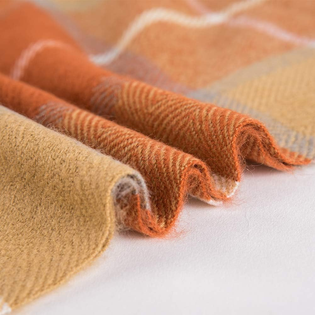 G Lake Camas y Mantas Manta a Cuadros Naranja Acrílico Suave Reversible Colcha con Flecos de Colores Regalo para Decoraciones navideñas 127 cm de Ancho x 170,2 cm L-Calabaza Naranja G Lake