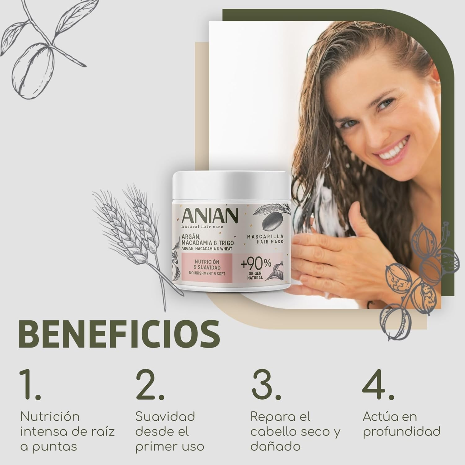 ARGÁN nutrición y suave mascarilla 350 ml Mascarilla capilar Naty Shop