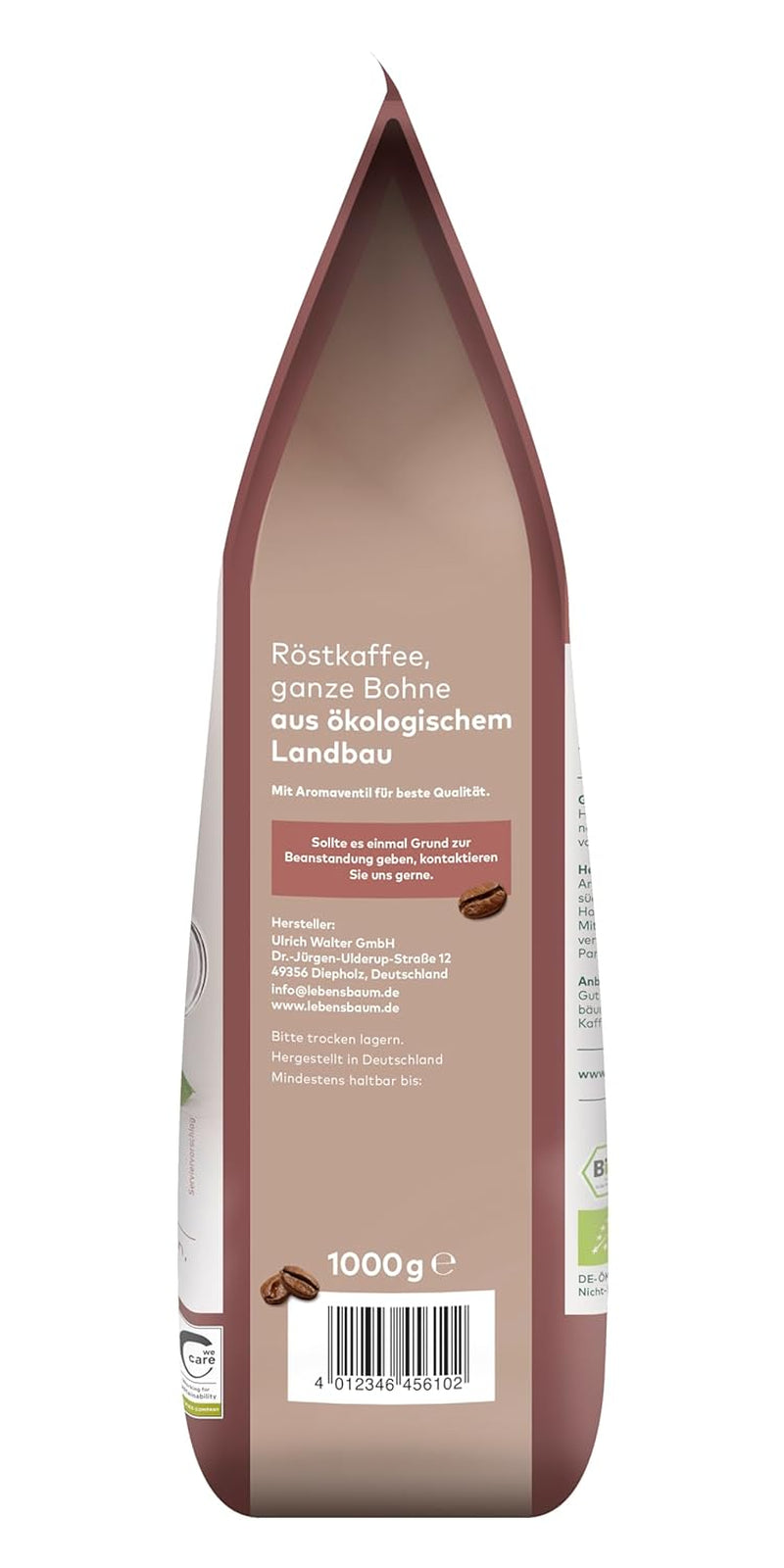 LEBENSBAUM 2x Kaffee Gourmet Klassisch, ganze Bohne, Bio Kaffee aus Arábica-Bohnen, Intensität 3/5, ausgefunger, aromatischer Genuss, 2 x 1 kg...