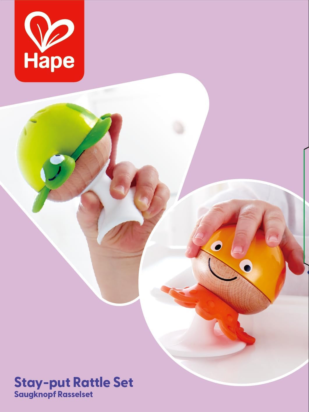 Set sonajero con ventosa Hape | Tres animales con elementos de mordedor, tortuga, pulpo y ballena | Juguete educativo desde 0 meses Bebe Toys Naty Shop