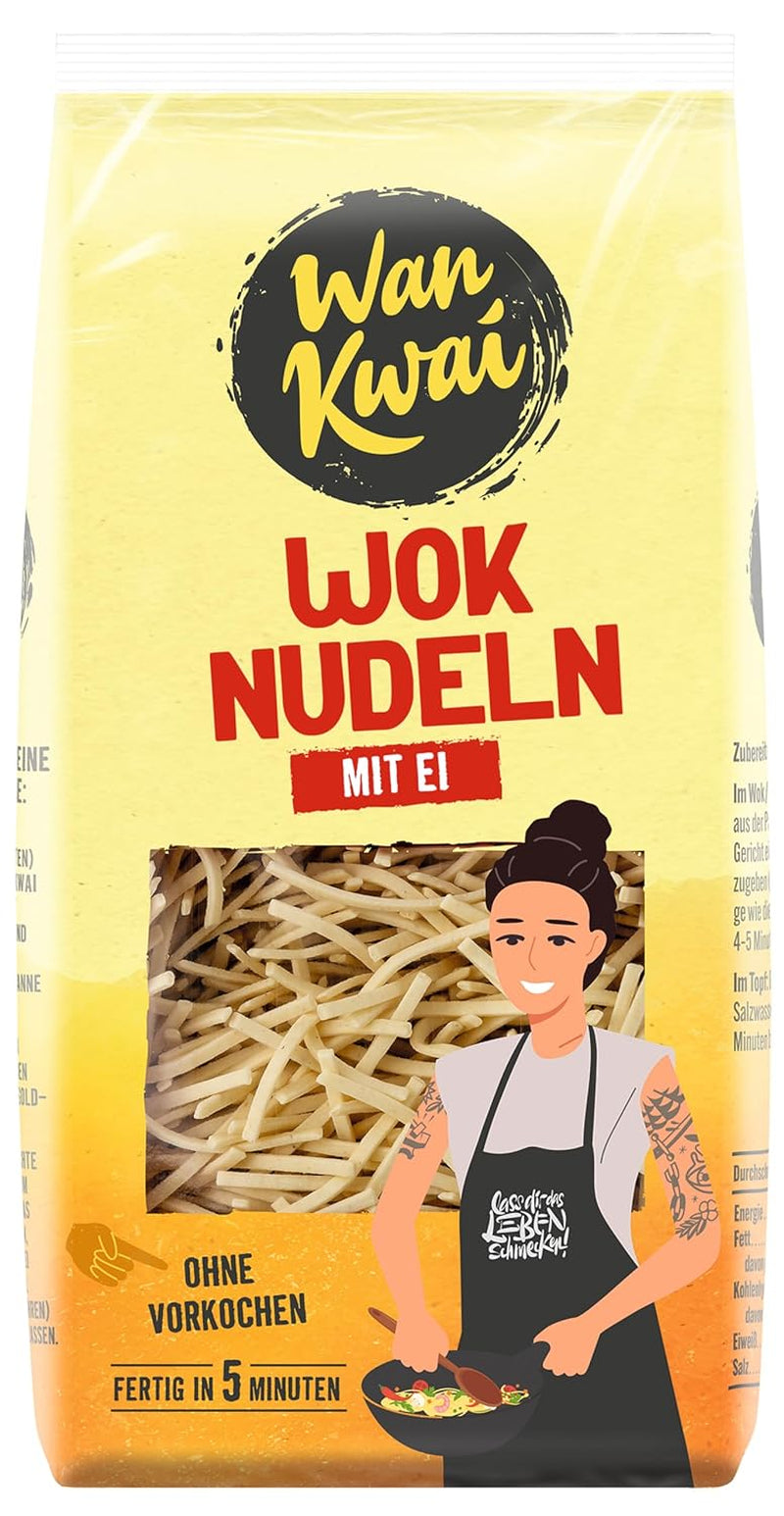 Fideos Wan Kwai Wok 250g: Delicias fritas con huevos reales, preparadas en un instante para deliciosas comidas fritas. ¡Sencillo, sabroso, asiático! (Pack of 5)