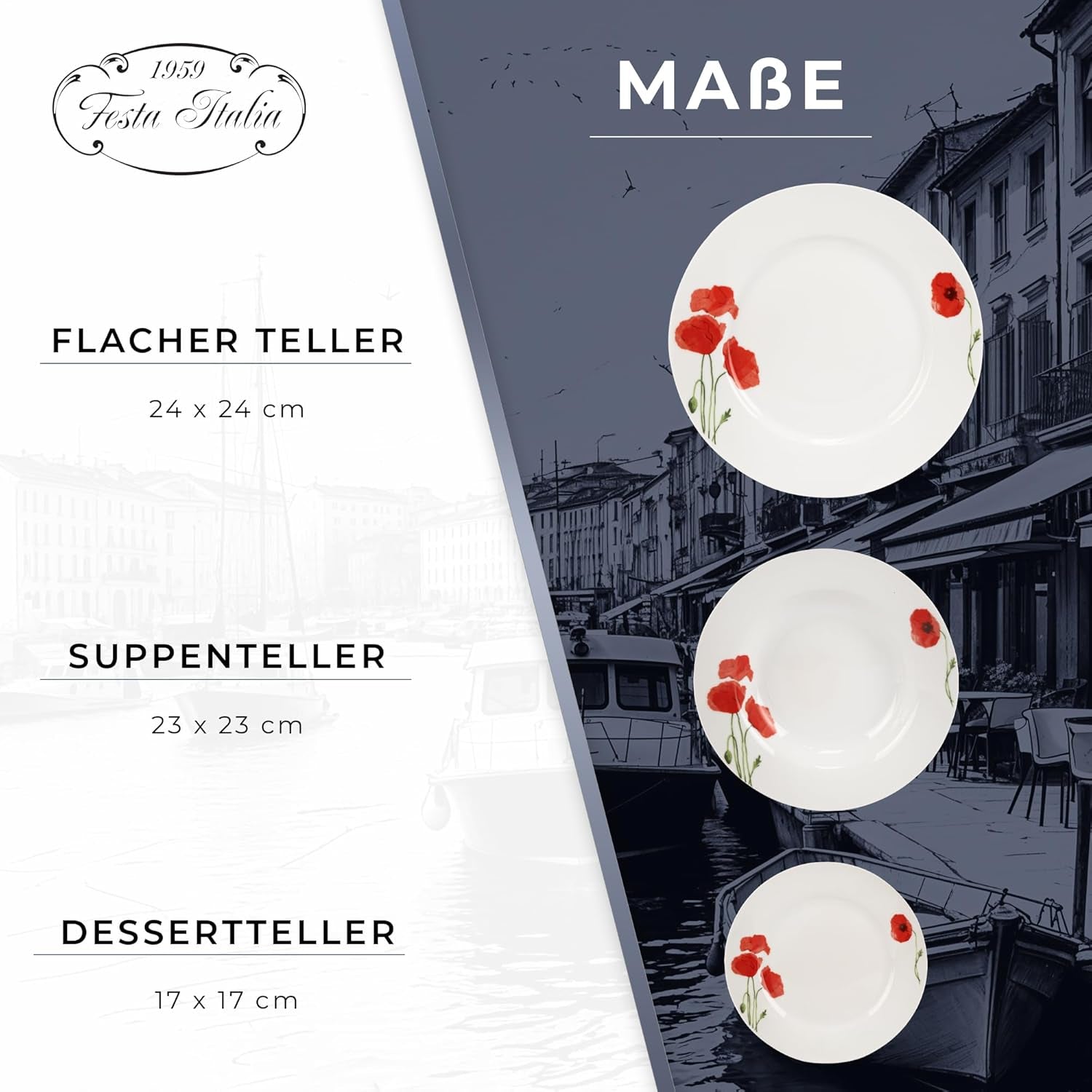 Juego de Vajilla para 6 - 18 Piezas - Juego de Vajilla de Porcelana - Juego de Vajilla Blanca - Juego de Cuencos y Platos - Vajilla Moderna - Platos - Servicio de Mesa - Juego de Vajilla para 6