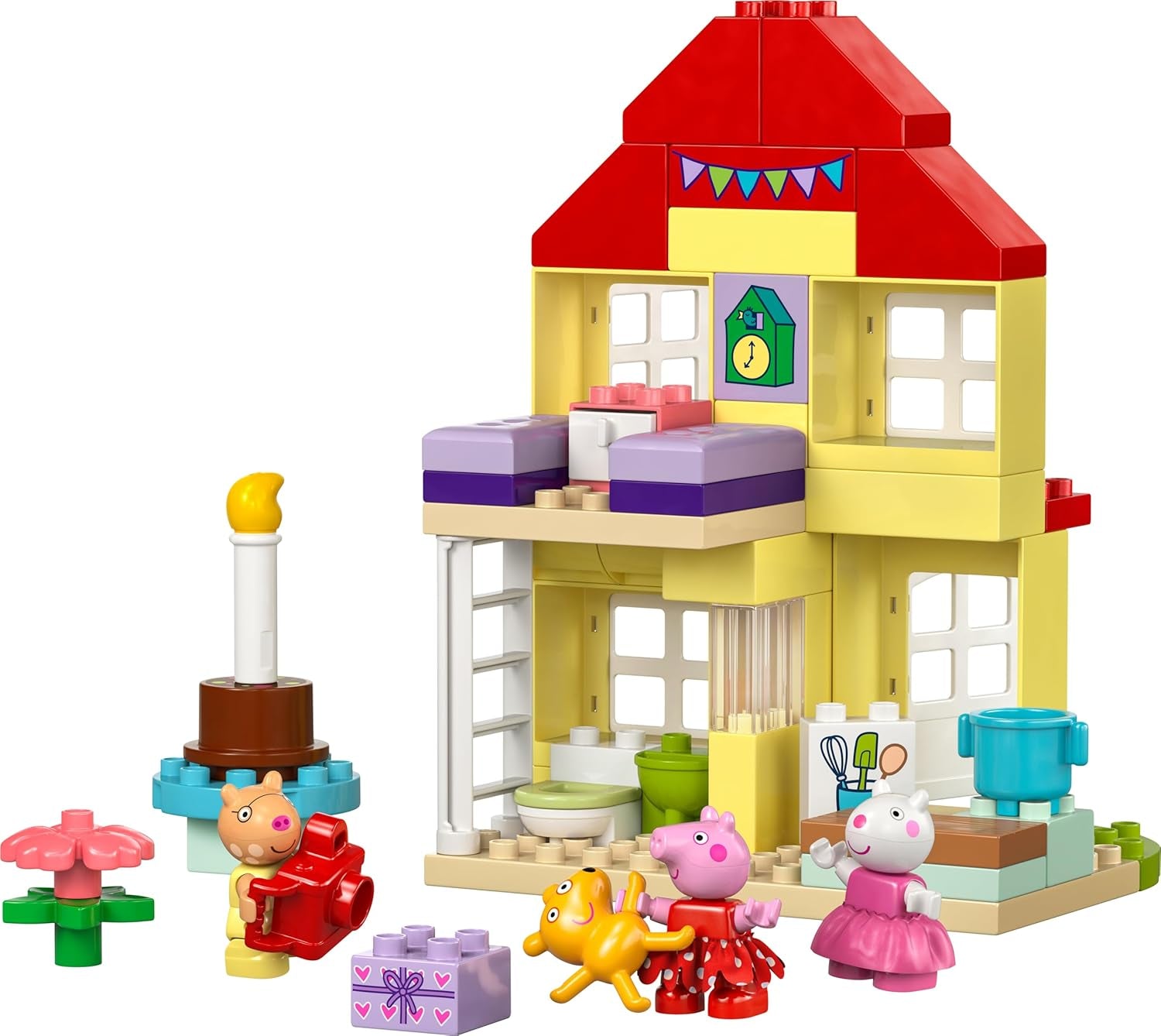 LEGO DUPLO Casa del cumpleaños de Peppa: juguete creativo de 3 figuras, construye y reconstruye una casa de juguete para niños y niñas de 2 años, promueve la destreza 10433 Juegos de construcción Besuche den LEGO-Store