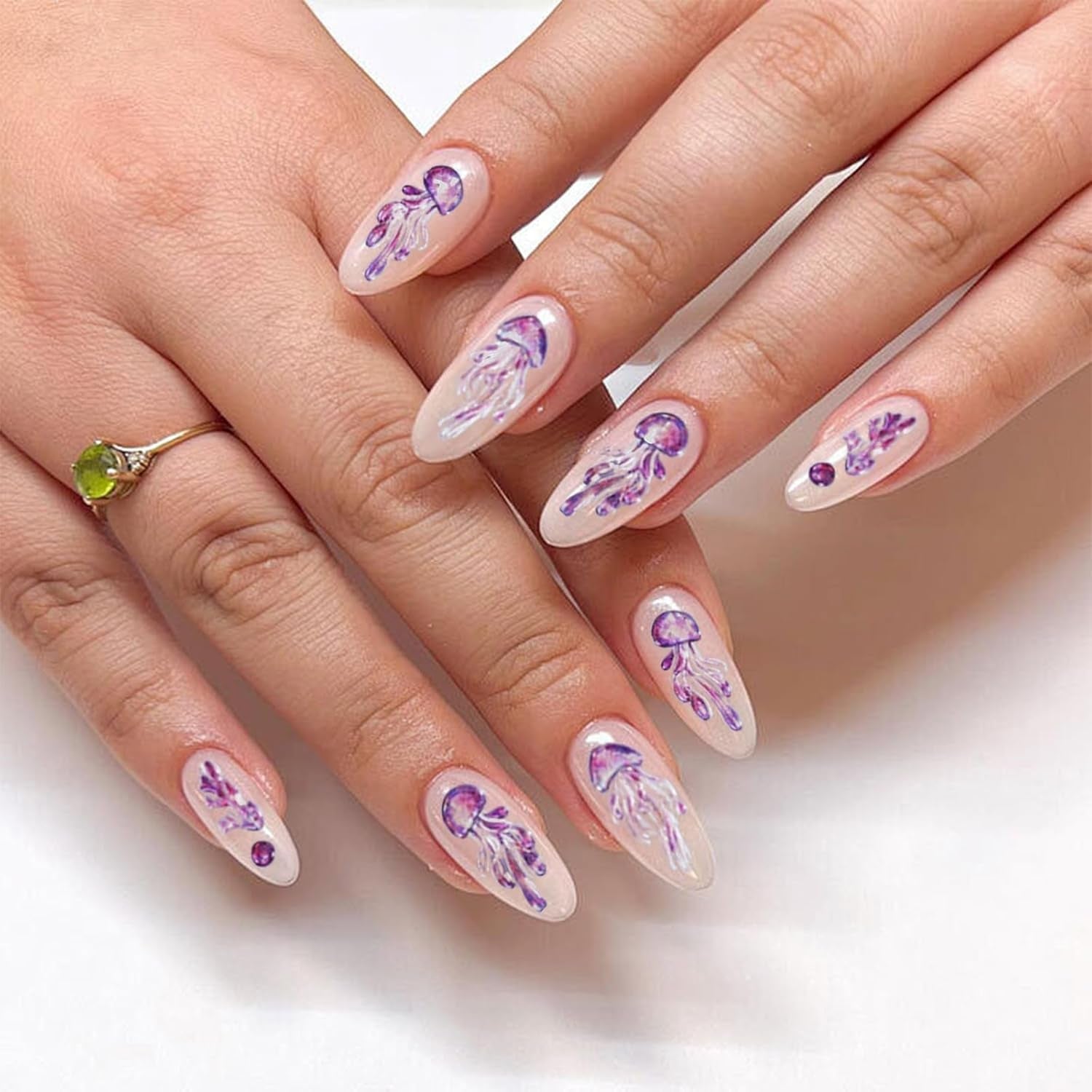 5 pegatinas de uñas en relieve 5D con patrón de océano, pegatinas de uñas de verano, conchas, animales marinos, lindas pegatinas de diseño de uñas, accesorios de diseño de uñas