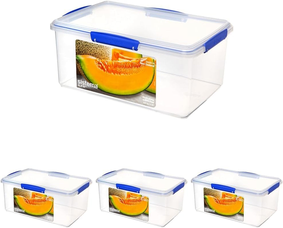 Tarro para almacenamiento de alimentos KLIP IT System | 9,67 litros | tarro de almacenamiento apilable y hermético con tapa, apto para frigorífico/congelador | Plástico sin BPA | clips azules | 1 pieza (paquete de 4) cajas de almacenamiento de alimentos Naty Shop Título predeterminado
