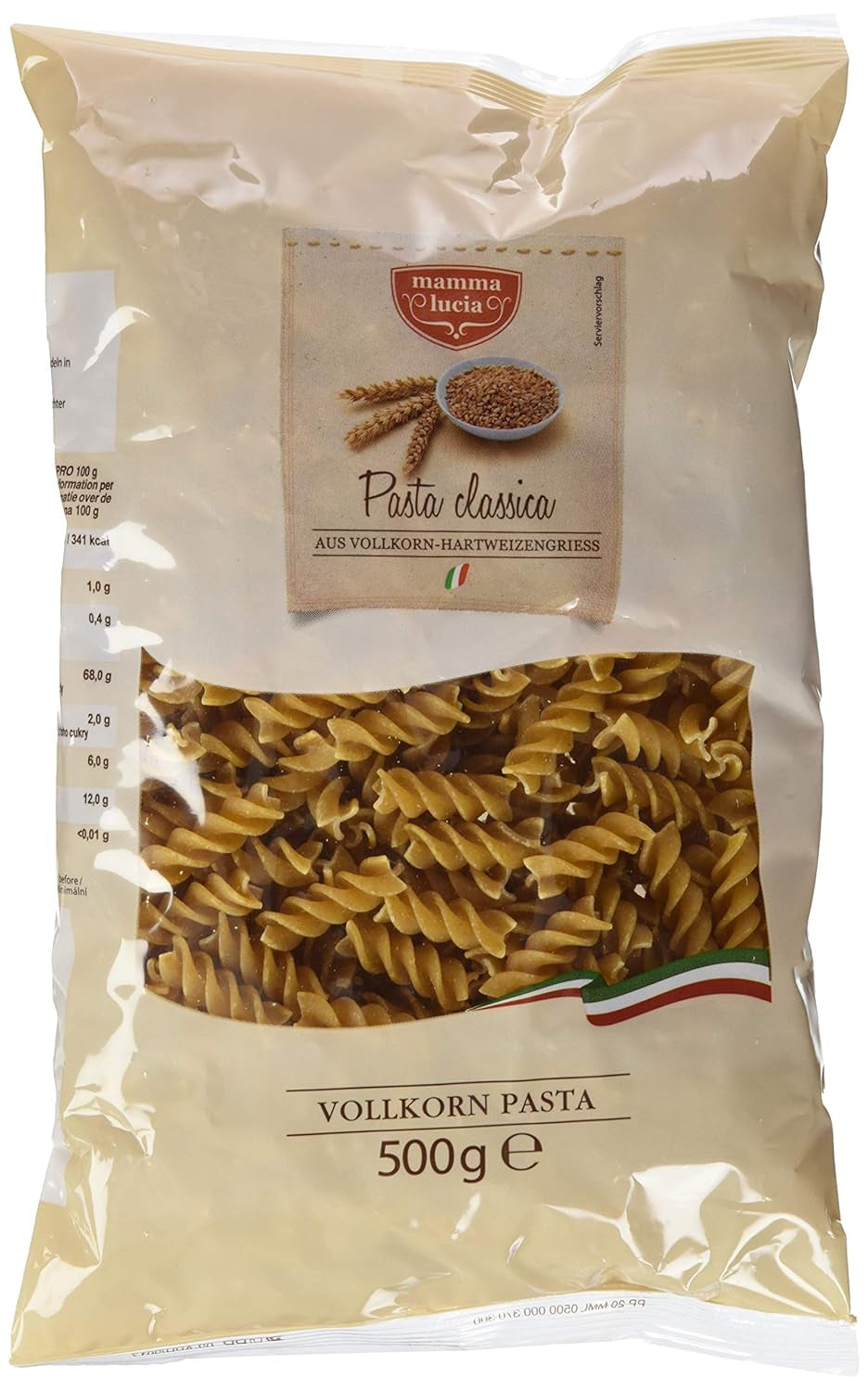 Espirales de pasta integral, paquete de 10 (10 x 500 g)
