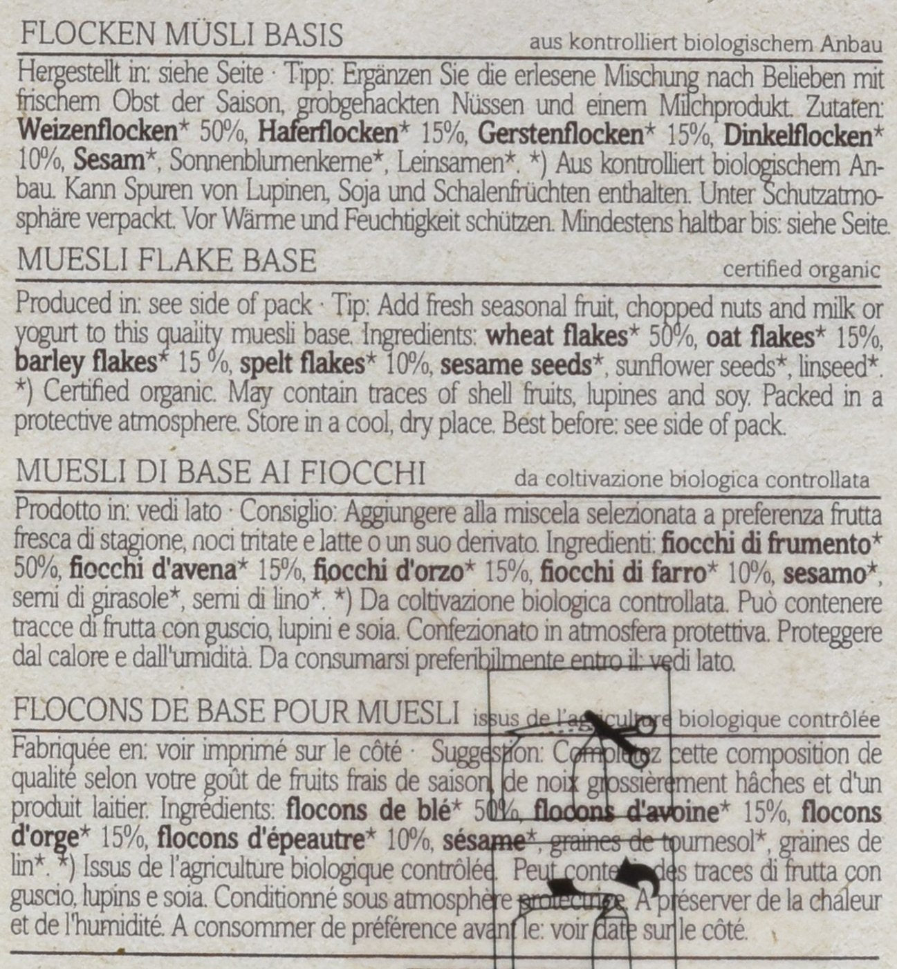 Verival Flocken Basis Müsli - Bio, Pack 6Er (6 X 1 Kg) Cereales Naty Shop