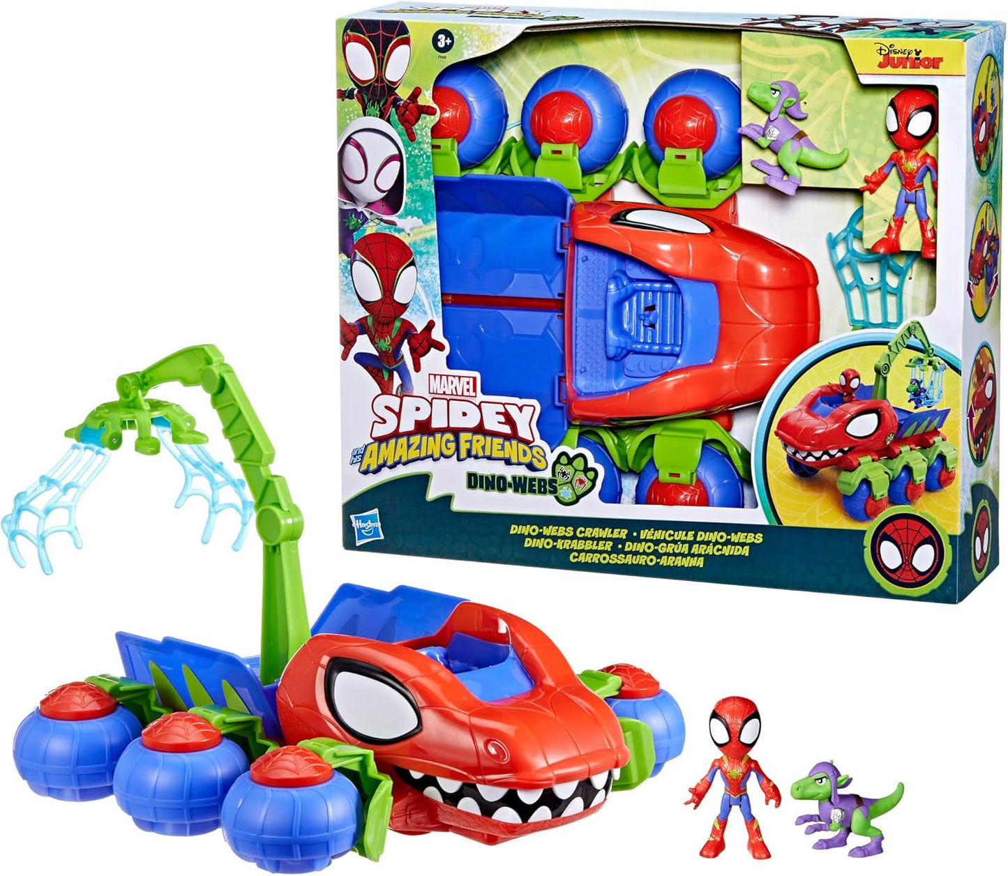 Marvel Spidey y sus súper amigos Dino Crawler Superhero Playset con figuras de Spidey y Dino y juguete de transporte para edades de 3 años en adelante Figuras de acción Naty Shop