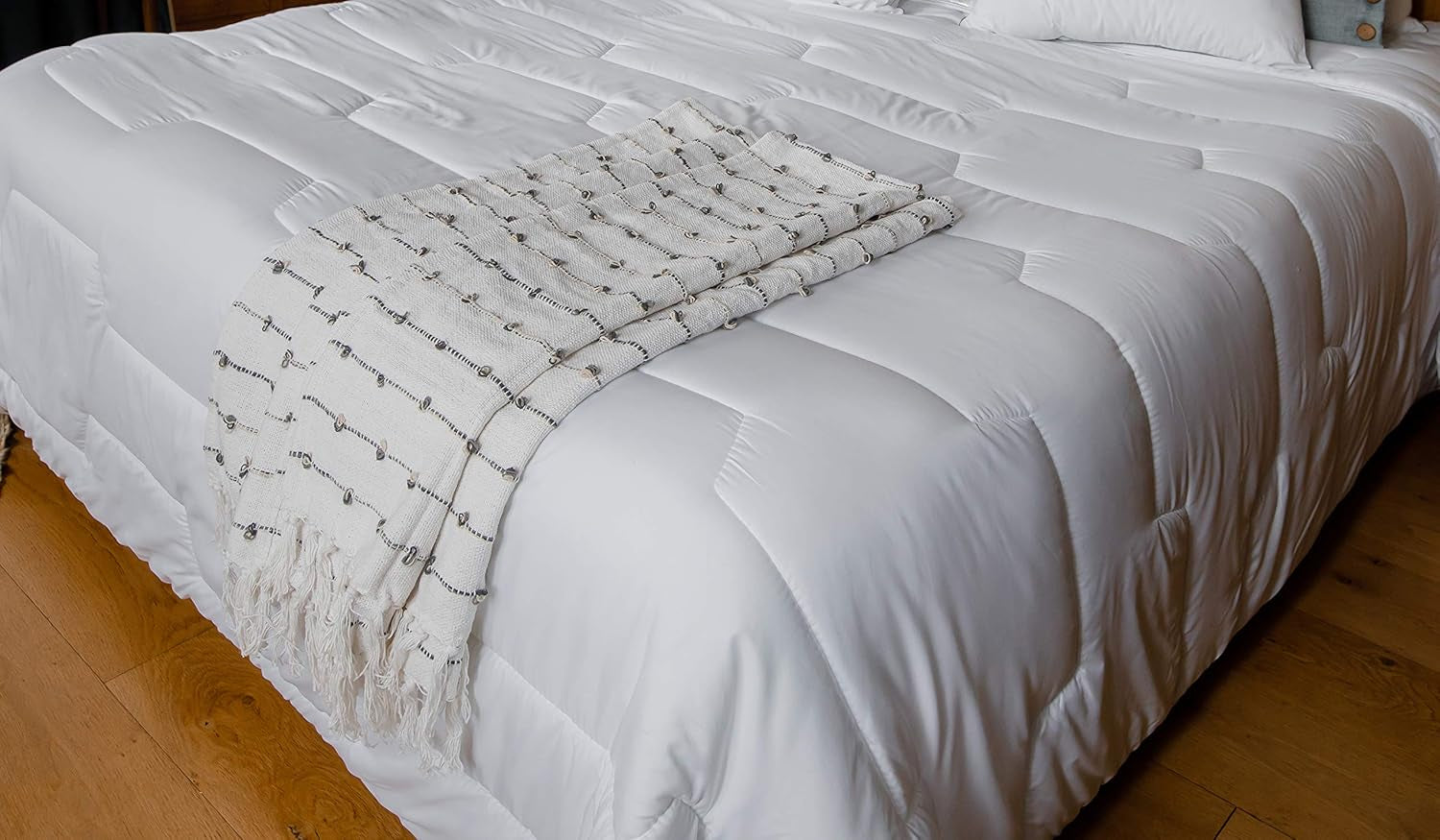 COLAS NORMAND Edredón antiácaros y antibacteriano, ligero, 200 X 200 cm, efecto duradero, perfecta higiene, microfibra, suave y confortable, lavable, francés, blanco 53130248 Naty Shop Edredones y Edredones