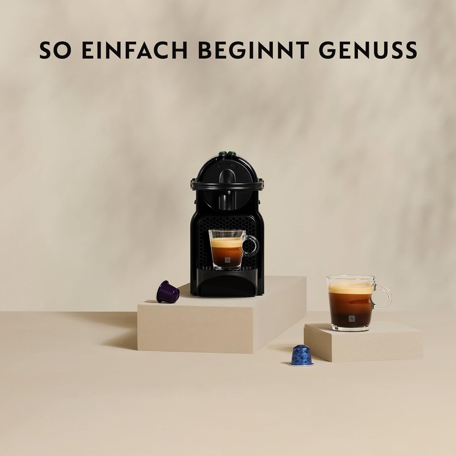 Cafetera espresso de cápsulas Nespresso De'Longhi EN 80.B Inissia, bomba de alta presión y función de ahorro de energía, apagado automático a los 9 minutos, volumen de taza para espresso y longo, depósito de agua de 0,7 l, negra
