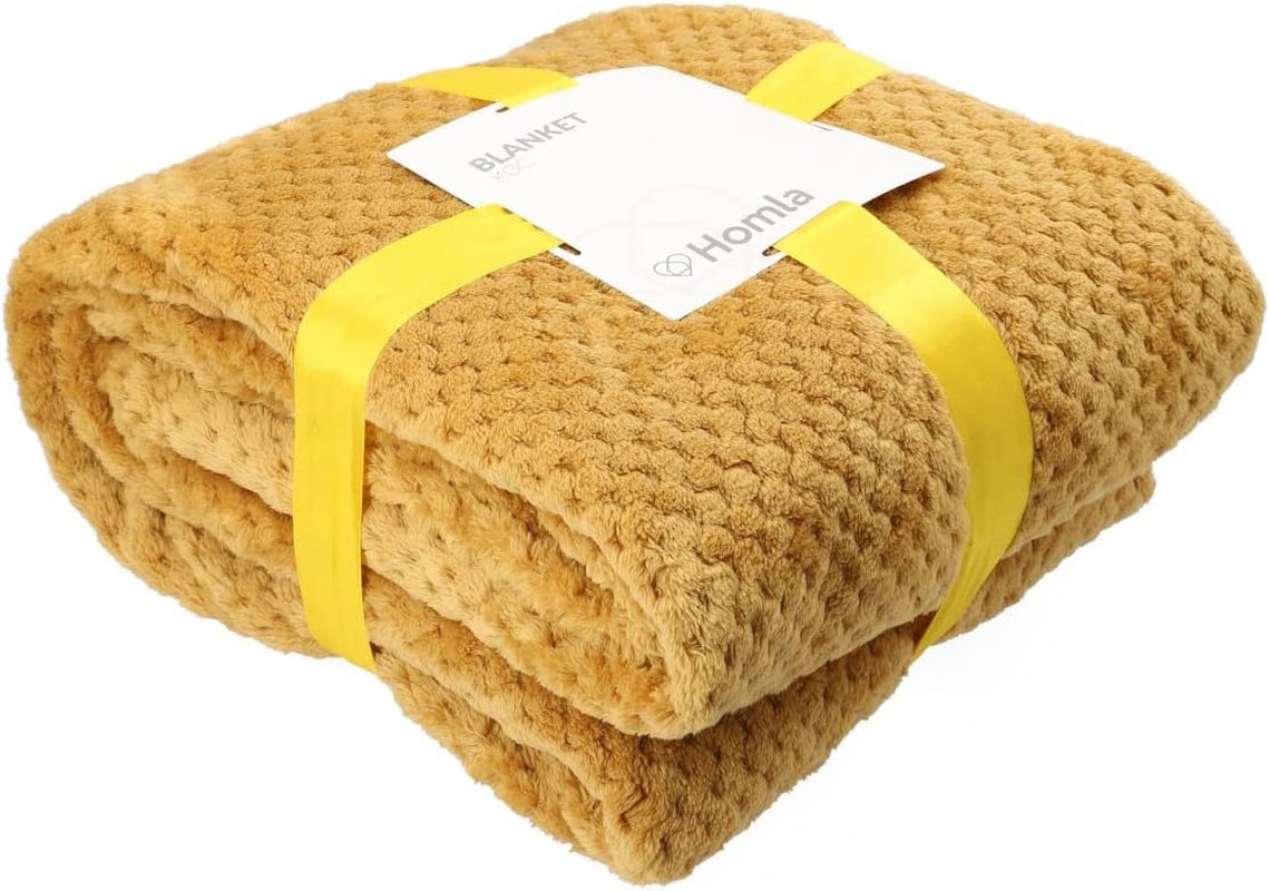 HOMLA Noah Manta decorativa suave - acogedora manta de fibra de poliéster para el hogar manta mullida para sofá cama - 150 X 200 cm estampado de granos de arroz color mostaza Camas y mantas Besuche den HOMLA-Store