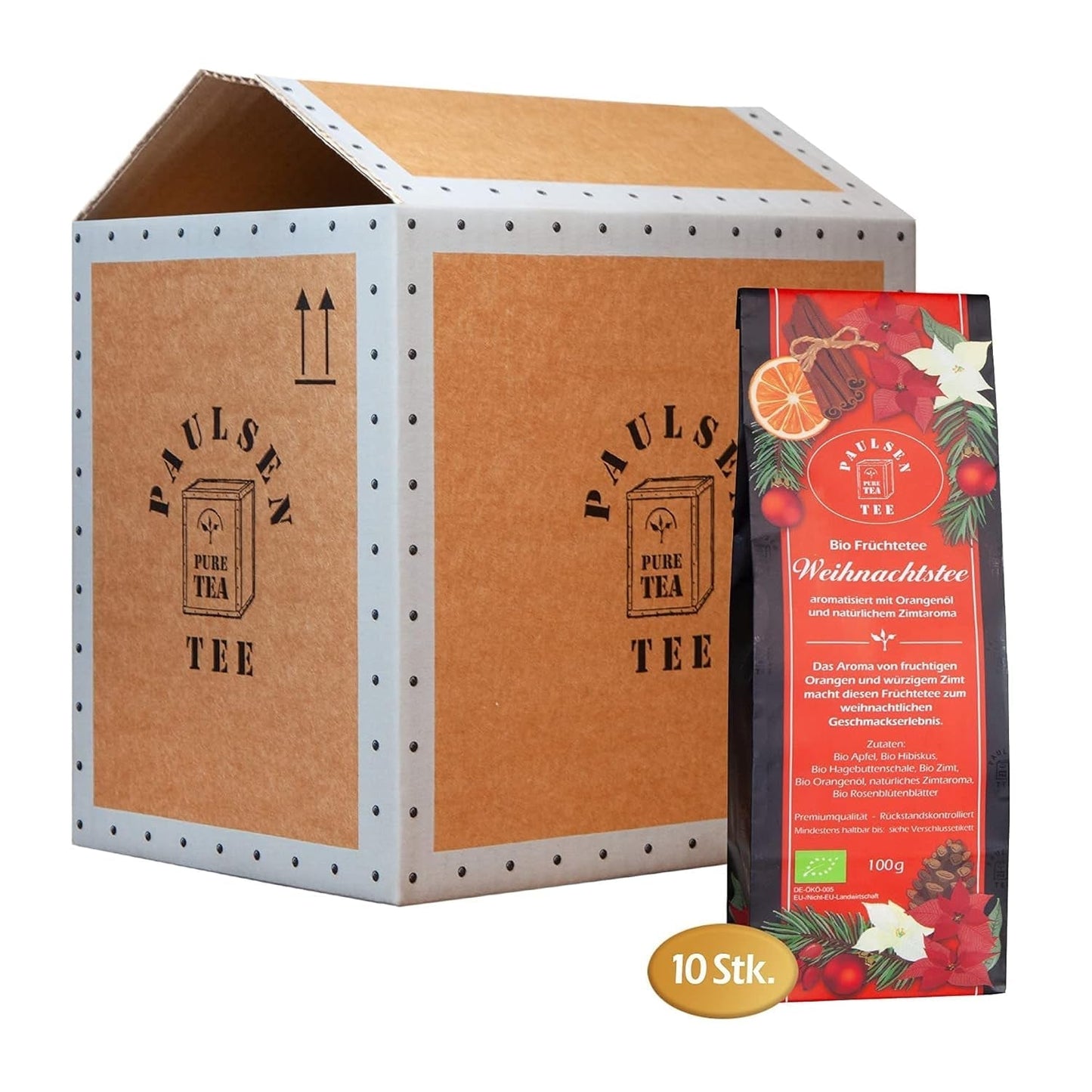 Té de Navidad orgánico 10 X 100G, Té Paulsen Té de frutas Controlado para residuos